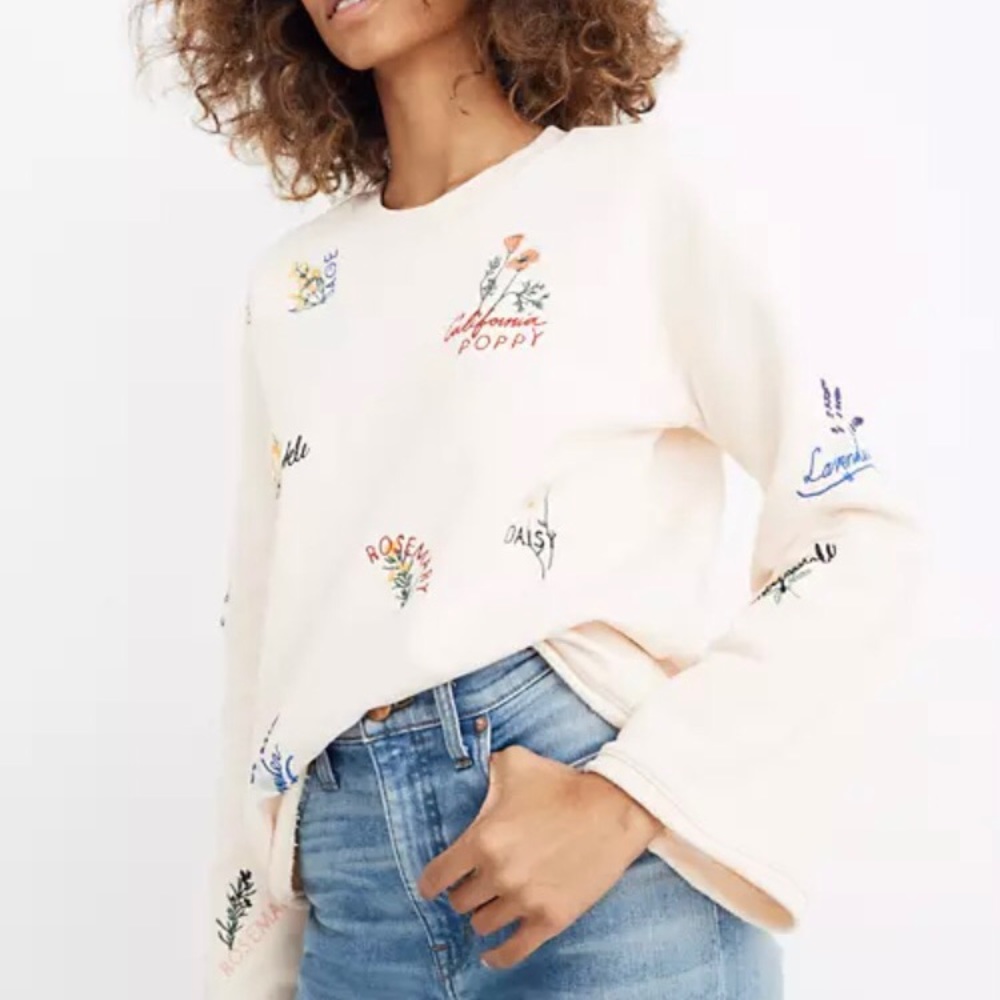 Madewell botanical embroidered bell sleeve shirt